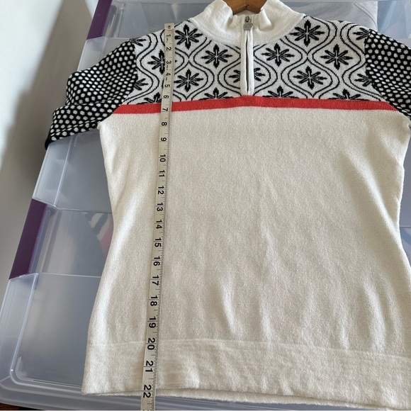 Never Fair Isle Snowflake Quarter Zip Knit Pullover Sweater Size XS - Picture 10 of 15